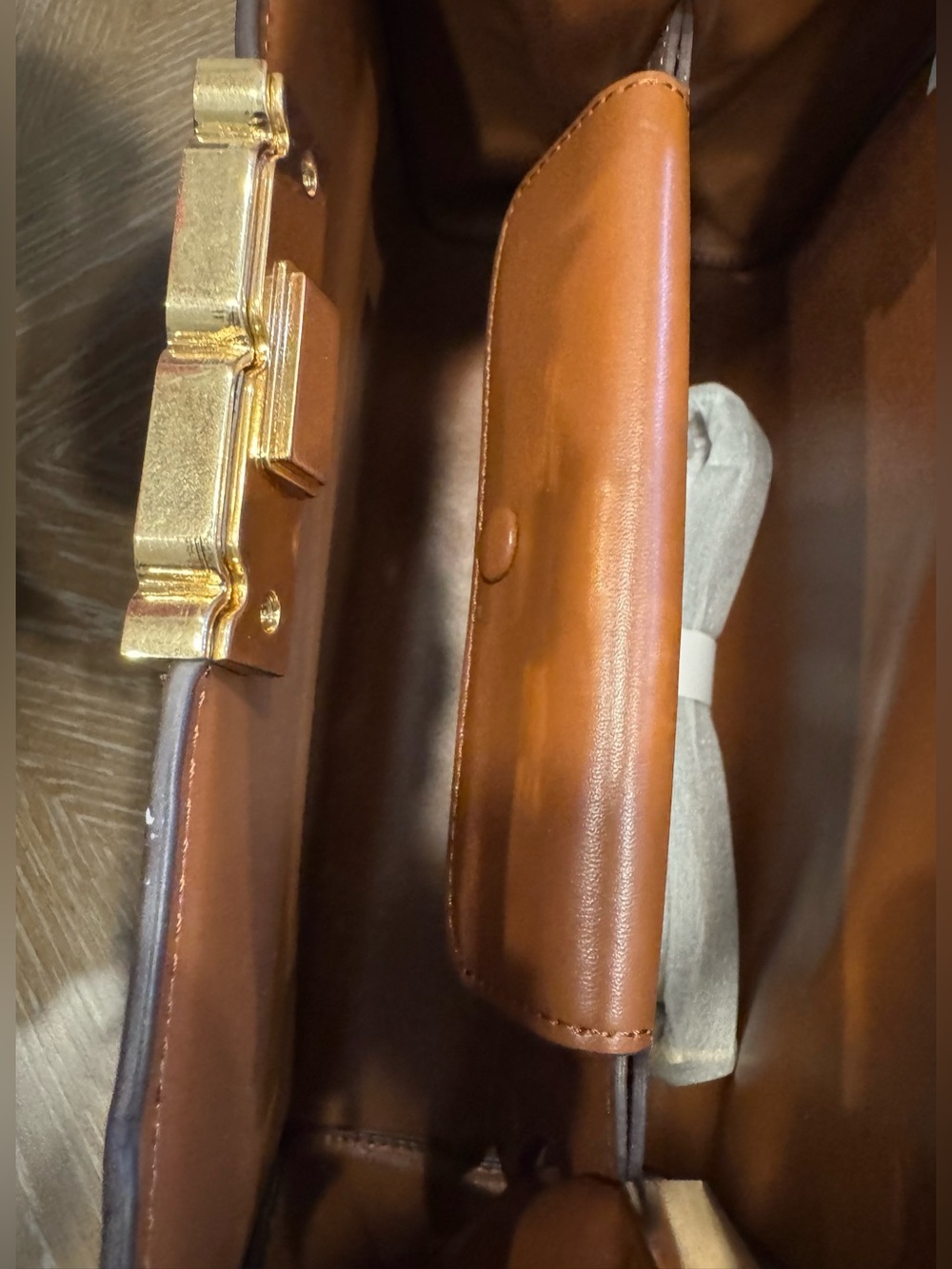 Tory Burch Brown Leather Top-Handle Satchel with Gold Hardware - Picture 5 of 6